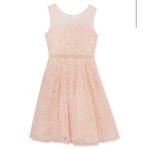 Rare Editions Pearl-Trim Lace Dress